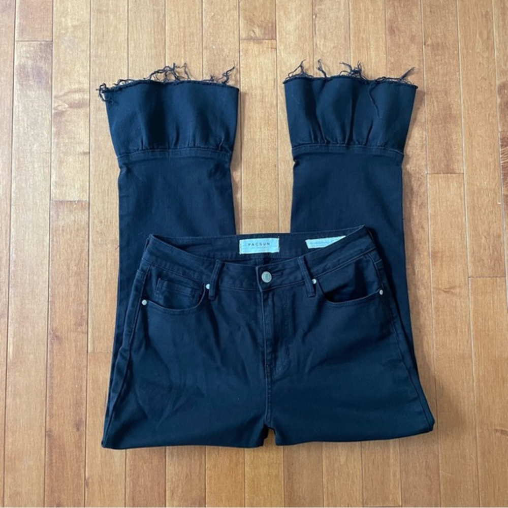 Pacsun High Rise‎ Flare Raw Edge Hem Jeans